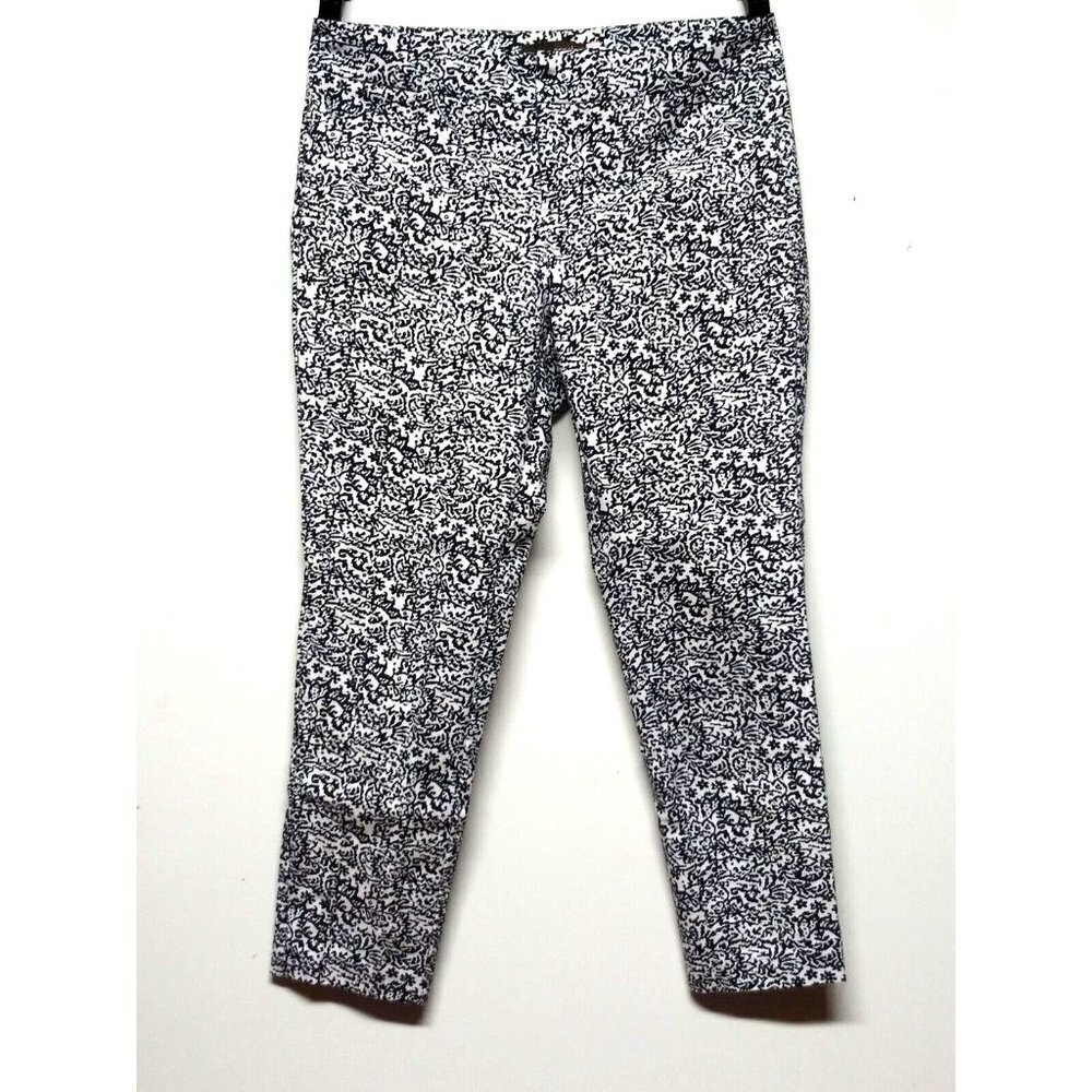Womens Crosby Pants Sz 4 printed Beck cropped pant slacks white black stretch